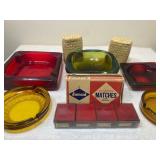 Vintage Ashtrays, Matches, Enamel Match Books