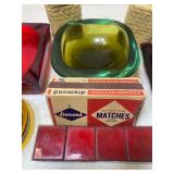 Vintage Ashtrays, Matches, Enamel Match Books