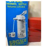 Vintage Danal Thermos Coffee Dispenser and Metal Recipe Boxes, All NEW