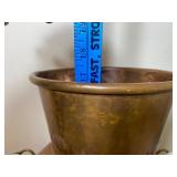 Large Copper Vase w/ Delft Porcelain Handles, Made in Holland