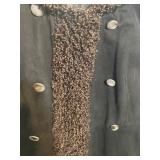 Vintage Leather and Fur Trim Suede Ladies Coat, Size 13