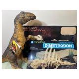 Dinosaurs - Large Plush Velociraptor, Trilophodon and Dimetrodon Wooden Puzzles