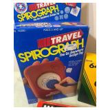 Travel Spirograph, Dominoes and Crayons
