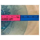 Vintage Sandwich Glass Blue 13"  Cake Plate w/ Original Box