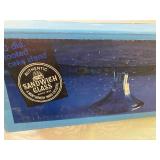 Vintage Sandwich Glass Blue 13"  Cake Plate w/ Original Box