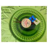 Vintage Sandwich Glass Lime Green 13"  Cake Plate w/ Original Box