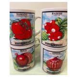 Tomato, Radish, Beet (3) and Onion (3) Coffee Cups - 8 Total Cups, Marked Japan 7646