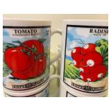 Tomato, Radish, Beet (3) and Onion (3) Coffee Cups - 8 Total Cups, Marked Japan 7646