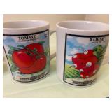 Tomato, Radish, Beet (3) and Onion (3) Coffee Cups - 8 Total Cups, Marked Japan 7646