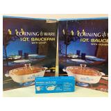 Corning Ware 1 QT Saucepans w/ Covers (2) and Detachable Lock On Handle, ALL NEW/Sealed Boxes