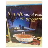Corning Ware 1 QT Saucepans w/ Covers (2) and Detachable Lock On Handle, ALL NEW/Sealed Boxes
