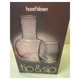 Vintage Schmid Tip and Sip Hand Blown Water Carafe, Made in Italy, New in Box