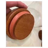 Vintage Glass Canister, Pepper Grinder and Salt Shaker Set