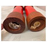 Vintage Glass Canister, Pepper Grinder and Salt Shaker Set