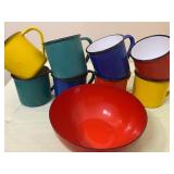 Vintage Enamel Cups (Japan) and Bowl (Finland)