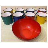 Vintage Enamel Cups (Japan) and Bowl (Finland)