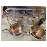 F.B. Rogers Silver Plate Cream and Sugar Set w/ Tray, New