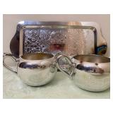 F.B. Rogers Silver Plate Cream and Sugar Set w/ Tray, New