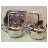 F.B. Rogers Silver Plate Cream and Sugar Set w/ Tray, New