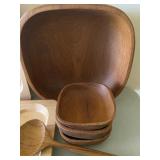 Wood Lap Trays (2) and Teak Salad Set (6 Pieces)