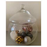 Glass Jar w/ (12) Stone Eggs