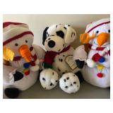 Plush Holiday Toys, Snow People and a Dalmatian, New