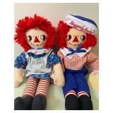 Plush Raggedy Ann and Andy Dolls, Approx 16"