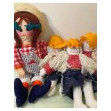 Vintage Country Style Dolls, Large One is Approx 22", Smalls (3) are Approx 16"