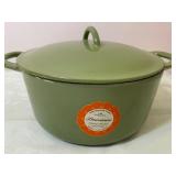 Descoware Enamel Cast Iron Pan w/ Lid, Vintage Green