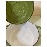 Descoware Enamel Cast Iron Pan w/ Lid, Vintage Green