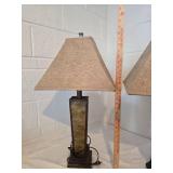 Set of 3 Decorative Column Table Lamps with Burlap Shades