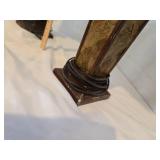 Set of 3 Decorative Column Table Lamps with Burlap Shades