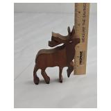 Hand Carved Wooden Moose Figure