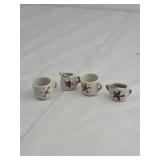 Miniature Ceramic Creamer Set with Rose Design