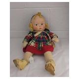 1940s Cloth Baby Doll in Plaid Dress
