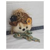 Decorative Scarecrow Head with Sunflower Accent