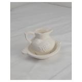 White Ceramic Pitcher and Basin Set