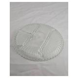 Clear Glass Ribbed Serving Plate