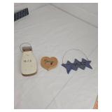 Decorative Wooden Wall Hangings Set - Milk Bottle, Heart & Stars