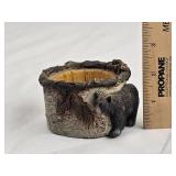 Black Bear Tree Bark Candle Holder