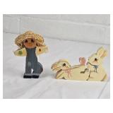 Wooden Country Figure with Bunnies