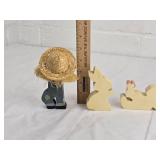 Wooden Country Figure with Bunnies