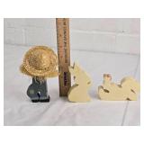 Wooden Country Figure with Bunnies