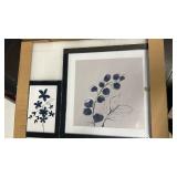 ArtbyHannah Framed Wall Art for Living Room, 6 Pieces Blue Wall Art with Abstract Color Blocks and Flowers for Wall Decor, Multi Sizes