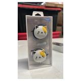 QearFun Cat Earbuds for Kids with Ear Hooks, Kawakii Wired Over Ear Headphones Earphones Gifts for School Girls and Boys with Microphone & Ear Loops White