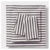 Queen Microfiber Sheet Set Gray Stripe - Room Essentialsâ¢