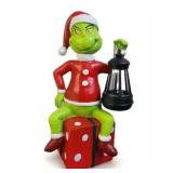 The Grinch Figurine (12\") Solar Christmas Garden Statue Indoor Outdoor Decoration Patio Yard Lawn Holiday Xmas Decor LED Lantern