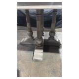 Yabeina 48in Square Dining Table - White Square Marble Top with Grey Wood Finish Base - Table measures 48in W x 48in L x 30in H. Retail:$1,299.99 *FULLY ASSEMBLED*