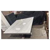 Yabeina 48in Square Dining Table - White Square Marble Top with Grey Wood Finish Base - Table measures 48in W x 48in L x 30in H. Retail:$1,299.99 *FULLY ASSEMBLED*