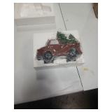 Transpac 7.48 in. Red Christmas Light Up Musical Santa Wagon Ceramic